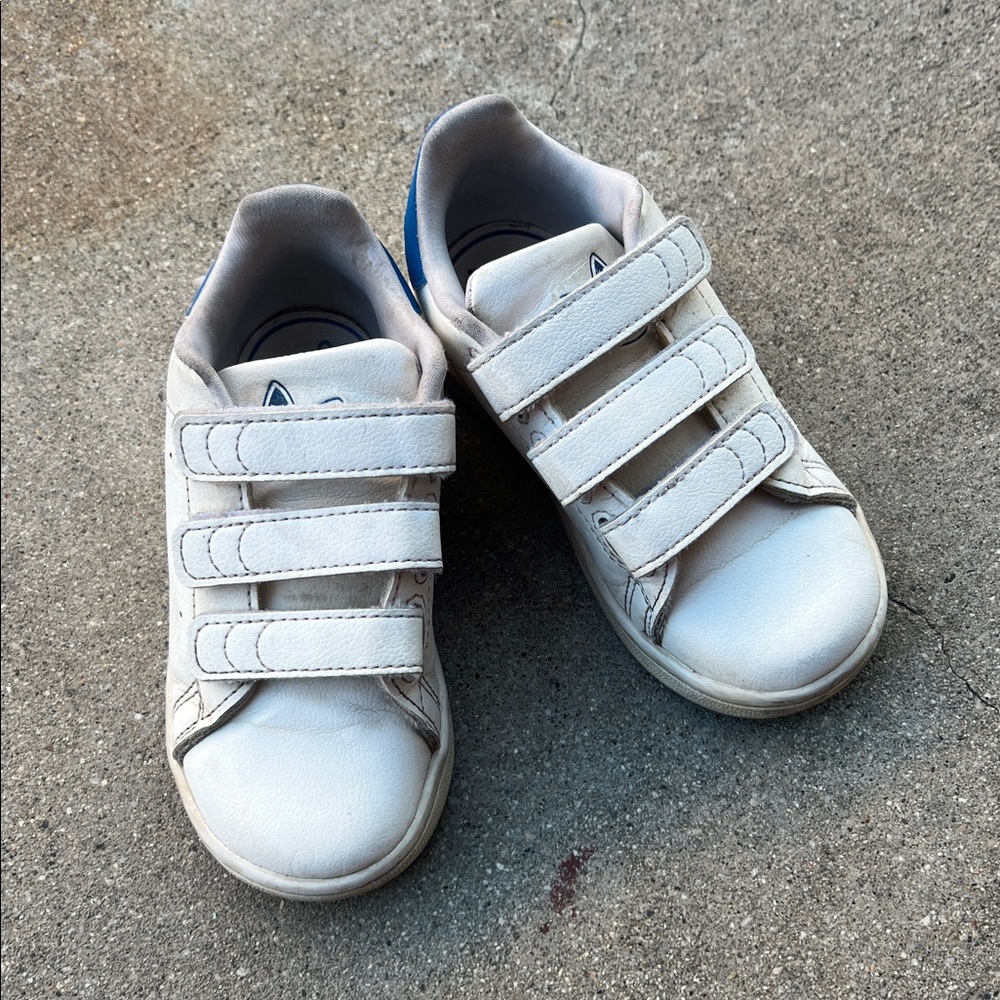 adidas Kids White and Blue Sneakers